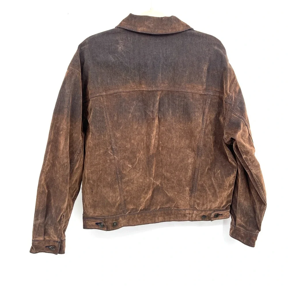 NEW Wild Fable flocked brown denim trucker jacket boho retro indie sleaze grunge